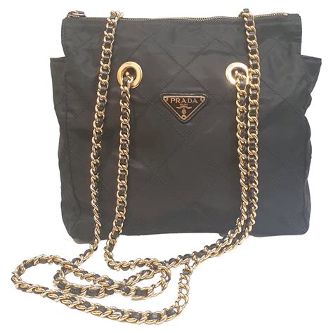 prada nylon bag gold